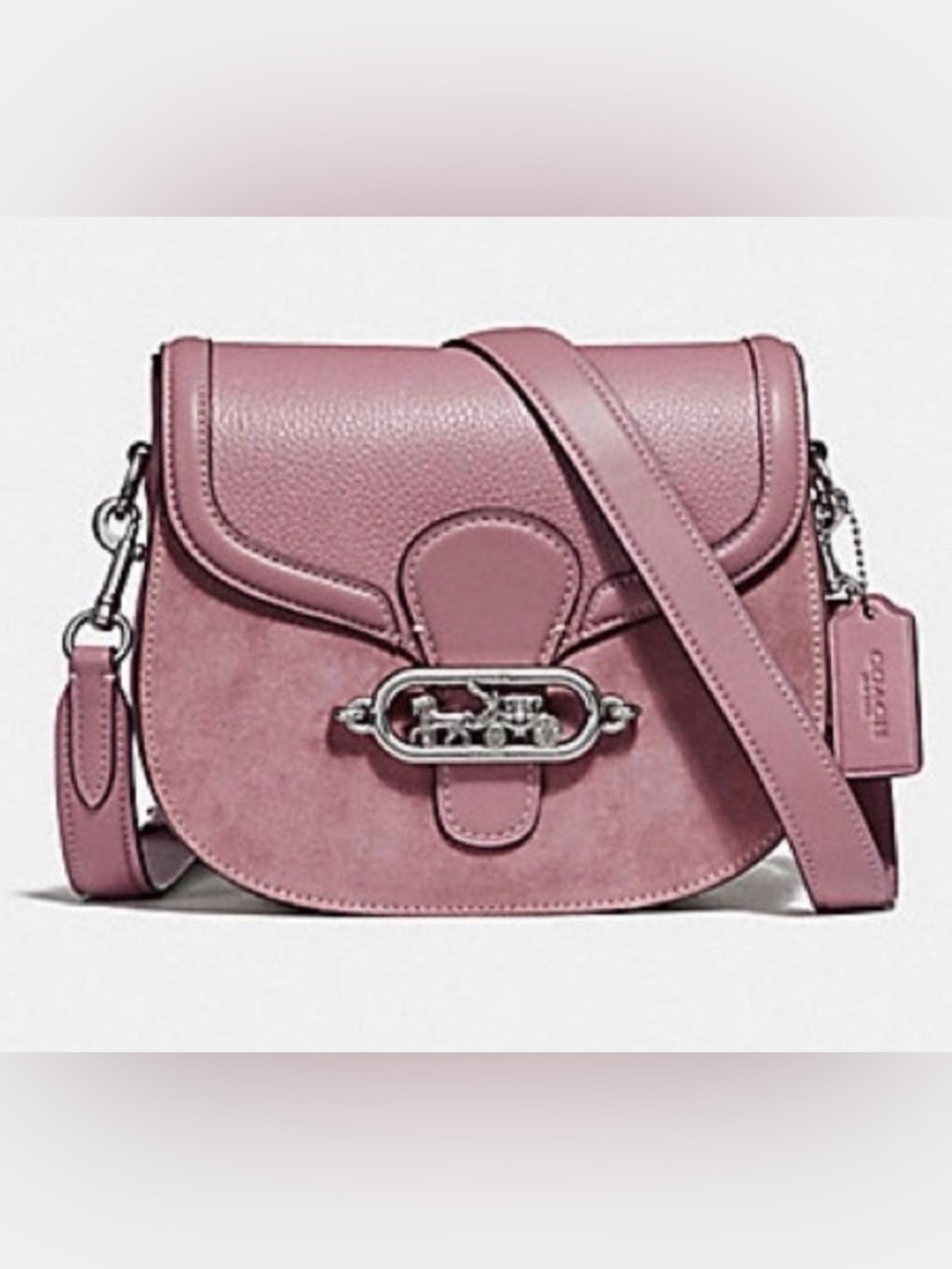 COACH ELLE SADDLE BAG F31113 SILVER/DUSTY ROSE.